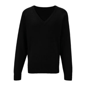 Knitted V-Neck Jumper - Black